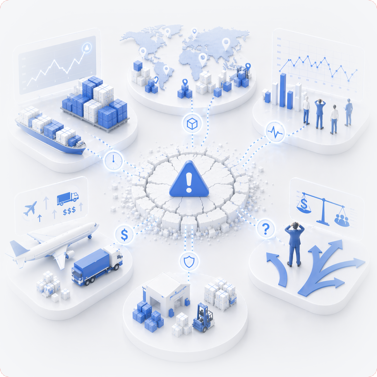Global supply chain disruption with logistics, freight, and demand signals
